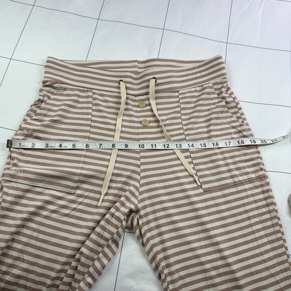 Lates by Kate Pajama Pants Womens Medium Tan Cream Striped Lounge Soft Jogger - Picture 6 of 10
